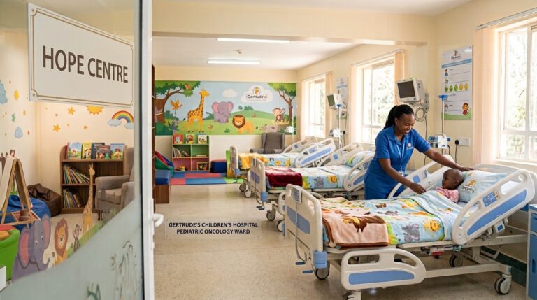 Beds in Gertrude's Children's Hospital Pediatric Oncology Ward